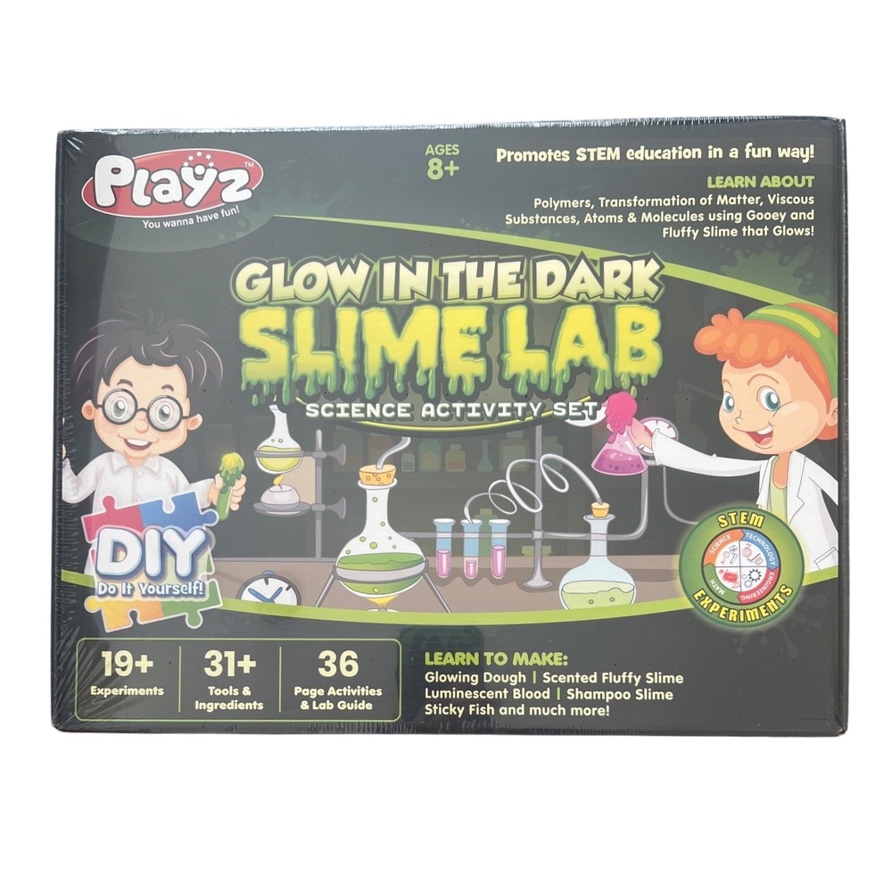 Glow In The Dark Slime Lab Science Activity Set For Ages 8+ Playz New
